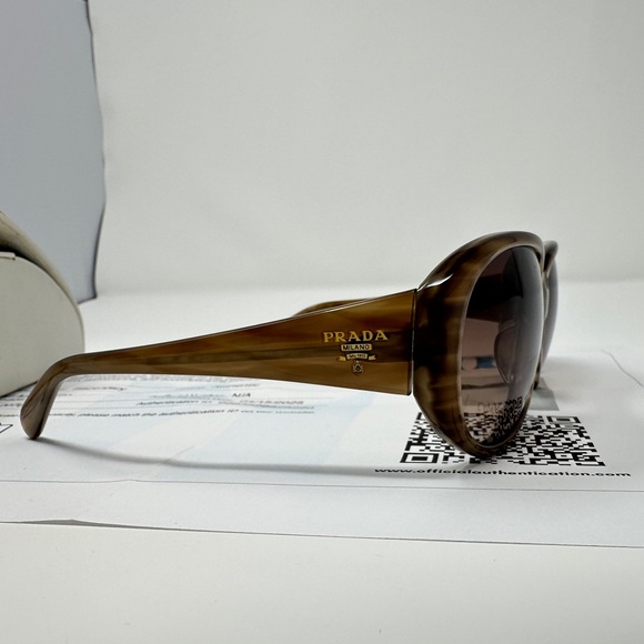 Prada Wood Grain Brown Sunglasses - Picture 1 of 7